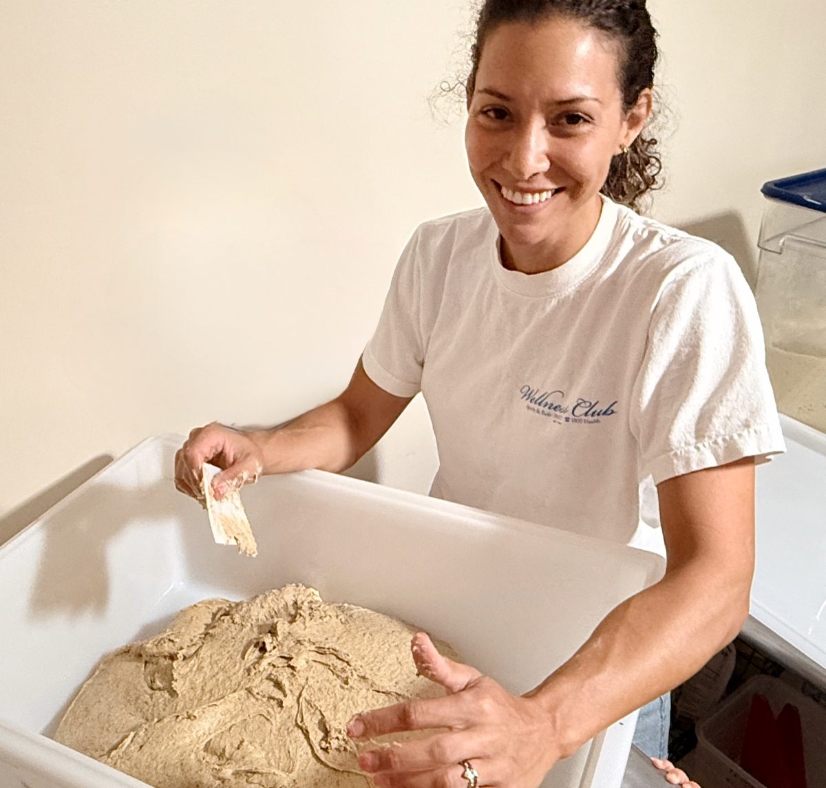 Lorraine shaping dough in the Lagomberry kitchen