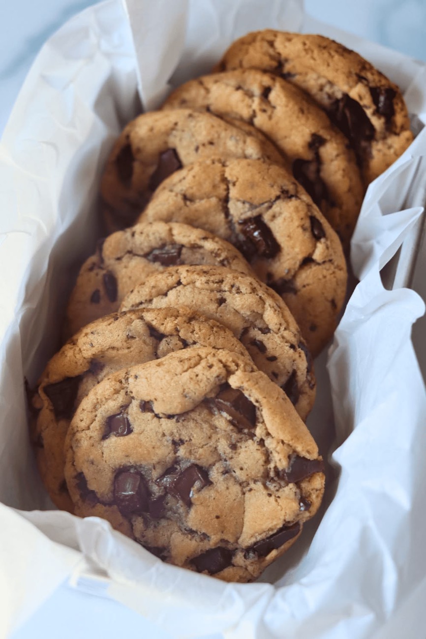 Chocolate chip cookies close up