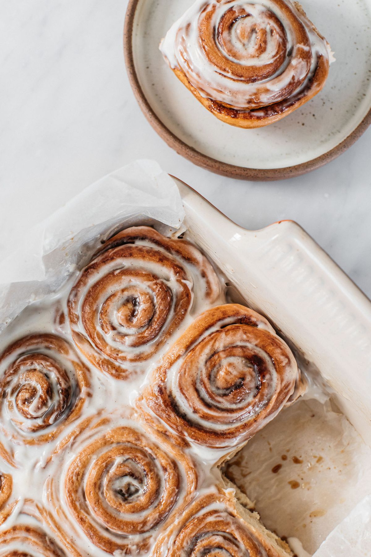 Fresh-baked sourdough cinnamon rolls