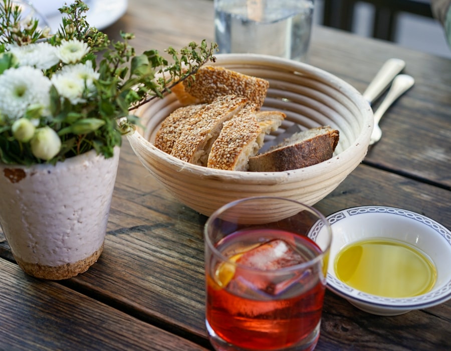Bread torn and dipped in olive oil