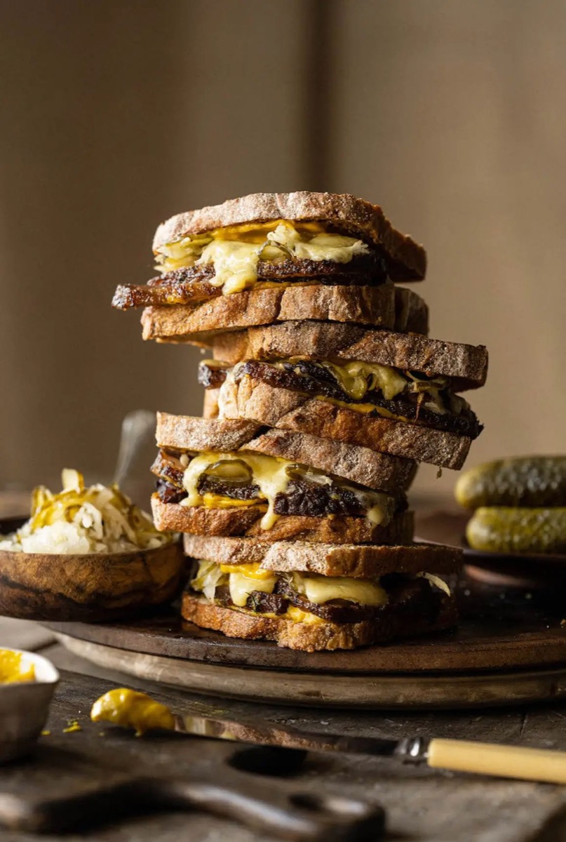 Cream herb egg salad sandwich on rye