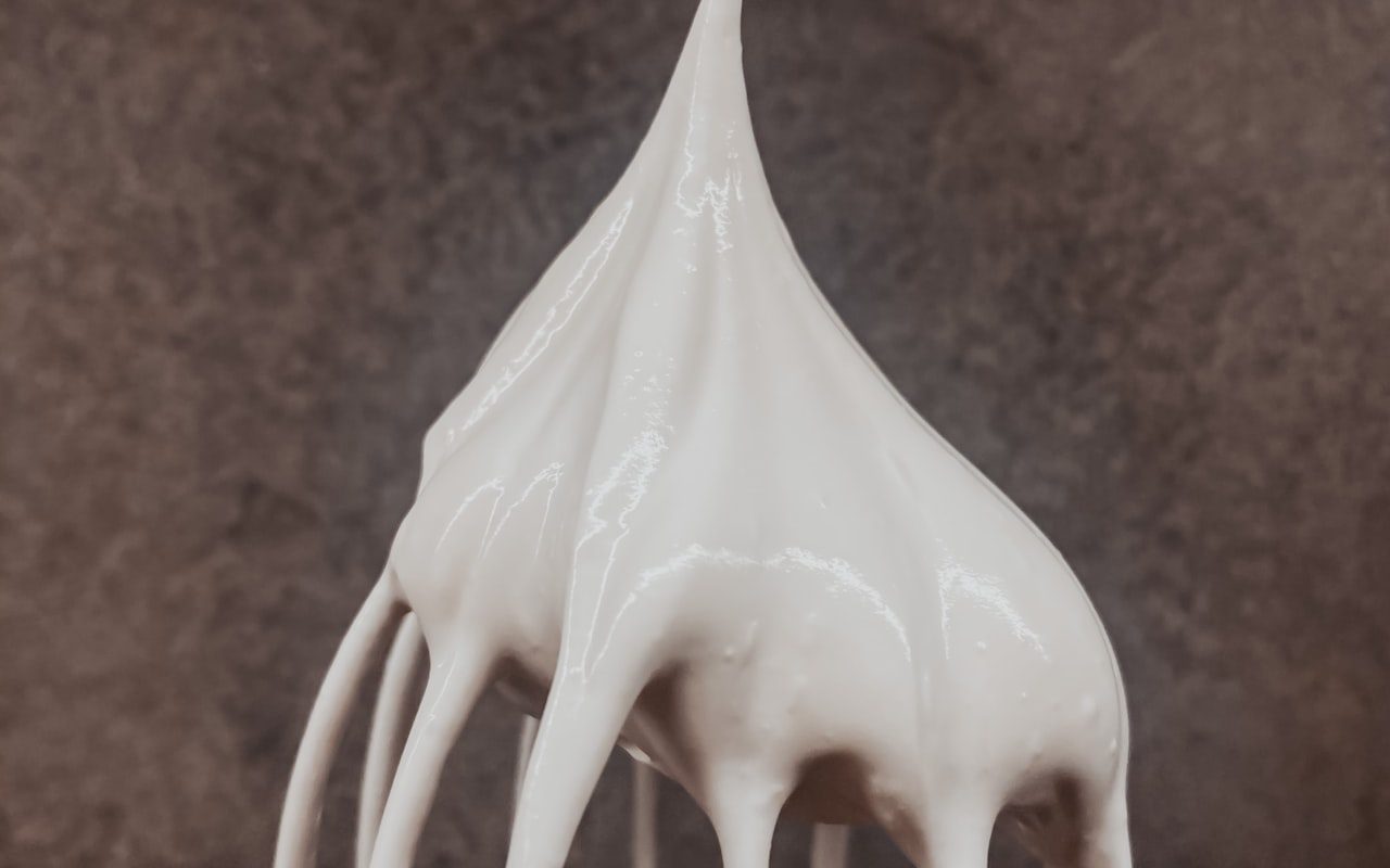 Frosting whipped on a whisk