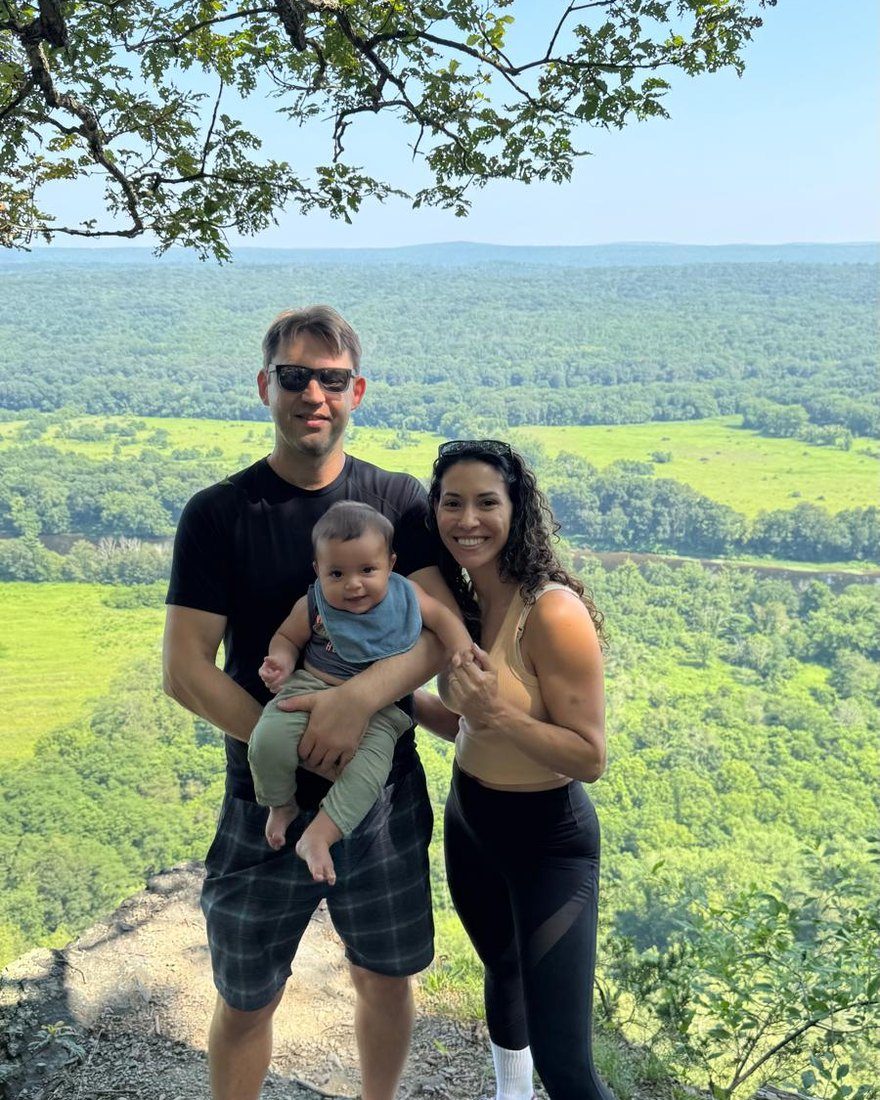 The three of us on a ridge above the Hudson Valley